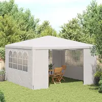 Prolenta Maison Exclusive - Profi-Partyzelt mit Seitenwänden 4×4 m Weiß 90 g/m²