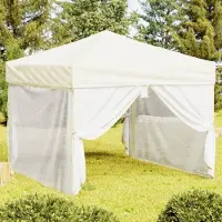 Prolenta Maison Exclusive - Partyzelt Faltbar mit Seitenwänden Creme 3x3 m