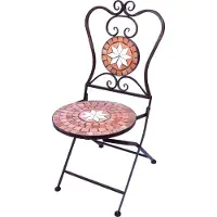 DanDiBo Gartenstuhl Metall Mosaik Merano Stuhl 12002 H-95 cm Metallstuhl Mediterran Wetterfest Bistrostuhl Gartenmöbel Klappstuhl mit Naturstein