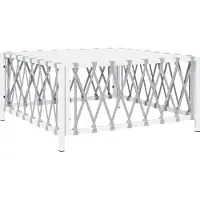 Syfax Gartentisch Weiß 70x70x34 cm Gewebe