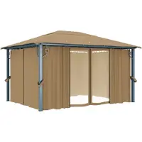 Syfax Pavillon mit Vorhang 400x300 cm Taupe Aluminium