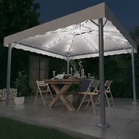 vidaXL Praktischen Pavillon mit LED-Lichterkette 300x300 cm Cremeweiß Aluminium - Pavillons & Partyzelte ,design Möbel 1527318 2parcel