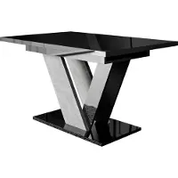 Mirjan 24 Ausziehbarer Tisch Dubai, Ausziehbar - 1x Einlegeplatte, Esszimmer, Wohnzimmer (Farbe: Schwarz Hochglanz / Beton)