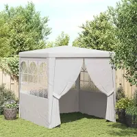 PUEAZU Profi-Partyzelt mit Seitenwänden 2×2m Weiß 90 g/m² - Pavillons & Partyzelte &47795