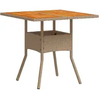 Syfax Gartentisch Beige 80x80x75 cm Poly Rattan Akazienholz