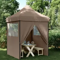 vidaXL Möbel Partyzelt Faltbar Pop-Up mit 4 Seitenteilen Braun - Pavillon 4005004