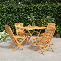 vidaXL "Rabatt" 5-tlg. Garten-Essgruppe - mit tishe & Stuhl - Massivholz Teak - Lounge-Dining set CC7556