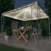 vidaXL Pavillon mit LED-Lichterkette 300x300 cm Cremeweiß , Pavillons & Partyzelte Design 2024