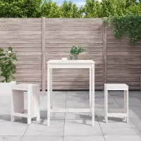 vidaXL "2026 Promotion" 3-tlg. Gartenbar-Set Weiß Massivholz Kiefer - Gartenmöbelset CC9446