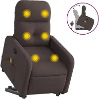 Syfax Massagesessel mit Aufstehhilfe Dunkelbraun Stoff