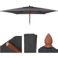 Mendler Ersatz-Bezug für Gastronomie Holz-Sonnenschirm MCW-C57b, Sonnenschirmbezug, eckig 4x4m Polyester anthrazit