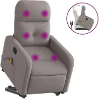Syfax Massagesessel mit Aufstehhilfe Taupe Stoff
