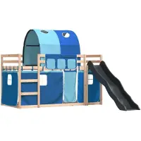 Syfax Etagenbett mit Rutsche und Gardinen Blau 80x200 cm