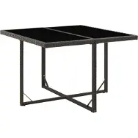 The Living Store Gartentisch Schwarz 109x107x74 cm Poly Rattan und Glas