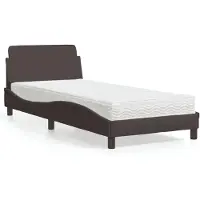 Syfax Bett mit Matratze "Dover" Dunkelbraun 90x190 cm Stoff