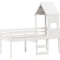 Syfax Hochbett mit Dach Weiß 90x190 cm Massivholz Kiefer