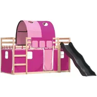 Syfax Etagenbett mit Rutsche und Gardinen Rosa 80x200 cm