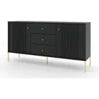 Furnlux Classic FURNLUX Anrichte Iseo Schwarz Und Gold 154cm / Hauptfarbe: Schwarz / Abmessungen: 154 x 79 x 39 cm