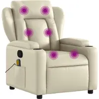 Syfax Massagesessel mit Relaxfunktion, Kunstleder, Creme