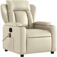 Syfax Massagesessel mit Relaxfunktion, Kunstleder, Creme