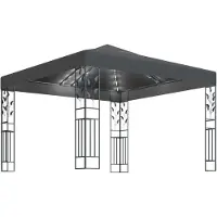 Syfax Pavillon mit LED-Lichterkette 3x3 m Anthrazit