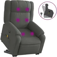 Syfax Massagesessel mit Aufstehhilfe Dunkelgrau Stoff