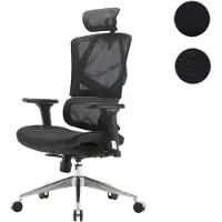 Mendler Bürostuhl HWC-J89, Schreibtischstuhl ergonomisch, Lordosenstütze hohe Rückenlehne 3D-Armlehnen Mesh schwarz