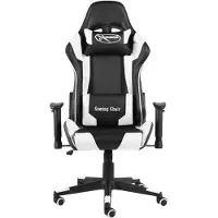 Syfax Gaming-Stuhl Weiß und Schwarz Metall PVC 68 x 69 x 123-133 cm (B x T x H)