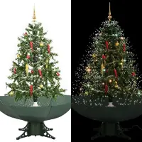 The Living Store Schneiender Weihnachtsbaum mit Schirmfuß Grün 140 cm