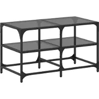vidaXL Couchtisch mit Glasplatte Schwarz 78,5x40x45 cm Stahl