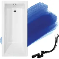 Badland Badewanne Rechteck Modern 160x70 mit Ablaufgarnitur und Füßen GRATIS ohne Verkleidung
