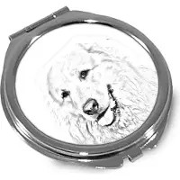 Art-Dog Pyrenäenberghund, Patou - Taschenspiegel mit Hund, personalisierter Taschenspiegel, kompakter Spiegel mit -Logo
