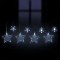 Mojawo 8er LED Vorhang Sterne Lichtervorhang Lichterkette Timer kaltweiß