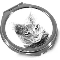 Art-Dog Chartreux - Taschenspiegel mit Katze, personalisierter Taschenspiegel, kompakter Spiegel mit -Logo