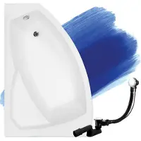 Badland Eckbadewanne Badewanne Rima LINKS 130x85 mit Ablaufgarnitur und Füßen GRATIS ohne Verkleidung