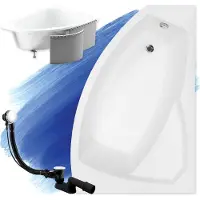 Badland Eckbadewanne Badewanne Rima RECHTS 130x85 mit Ablaufgarnitur, Füßen und Styroporverkleidung GRATIS