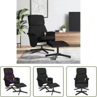 The Living Store Massagesessel mit Fußhocker Schwarz Stoff