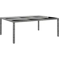 Syfax Gartentisch 200x150x75 cm Hartglas und Poly Rattan Grau