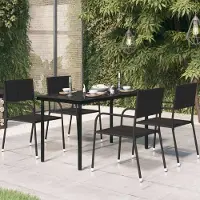 Prolenta Maison Exclusive - Garten-Esstisch Schwarz 140x70x74 cm Stahl und Glas