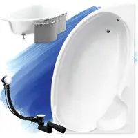 Badland Eckbadewanne Badewanne Finezja RECHTS 140x95 mit Ablaufgarnitur, Füßen und Styroporverkleidung GRATIS
