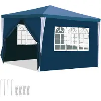 Yakimz Pavillon Gartenzelt – Wasserdichtes Garten-Pavillon mit Easy-Klett, perfekter Schutz bei jedem Wetter Blau 3x3m