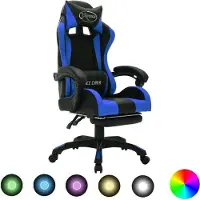 Syfax Gaming-Stuhl mit RGB LED-Leuchten Blau und Schwarz Kunstleder
