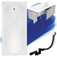 Badland Badewanne Rechteck Bona 170x70 mit Ablaufgarnitur, Füßen und Styroporverkleidung GRATIS