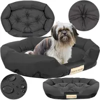 AIO Factory Hundebett Namensraum Hundekissen 130X105 Cm Katzenbett Hundesofa Hundekorb Hundecouch, Schwarz, Oval