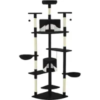 Syfax Katzen-Kratzbaum mit Sisal-Kratzsäulen 203 cm Schwarz und Weiß