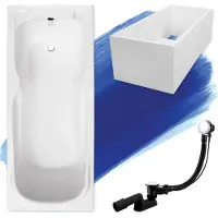 Badland Badewanne Rechteck Majka 150x70 mit Ablaufgarnitur, Füßen und Wannenträger GRATIS