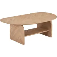 HOME DELUXE Couchtisch Oval LIARA - 131 x 82 x 13 cm - Fishbone Oak | Wohnzimmertisch, Beistelltisch