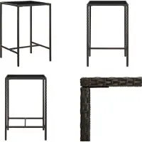 vidaXL Garten Bartisch Braun 70x70x110 cm Poly Rattan und Glas - Bartisch - Bartische - Stehtisch - Stehtische