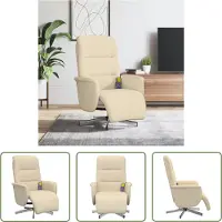 The Living Store Massagesessel mit Fußteil Creme Stoff