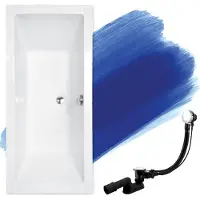Badland Badewanne Rechteck Quadro 175x80 mit Ablaufgarnitur und Füßen GRATIS ohne Verkleidung